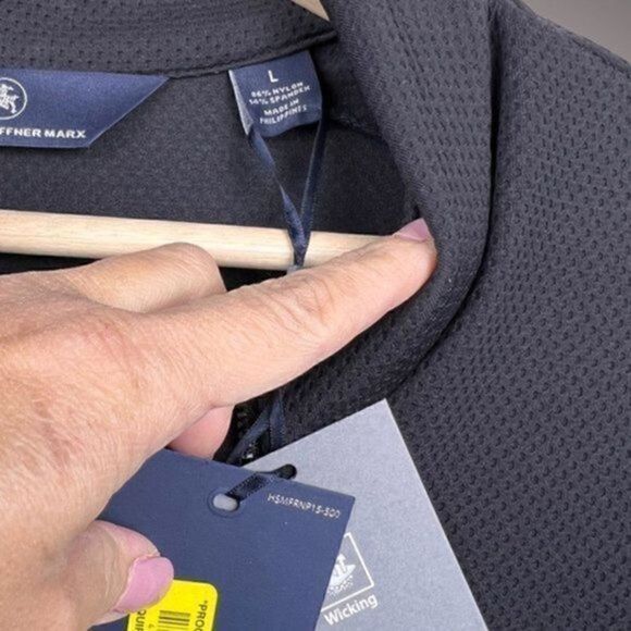 Hart Schaffner Marx Tech Long Sleeve Performance Textured Quarter Zip Pullover B - Picture 5 of 6